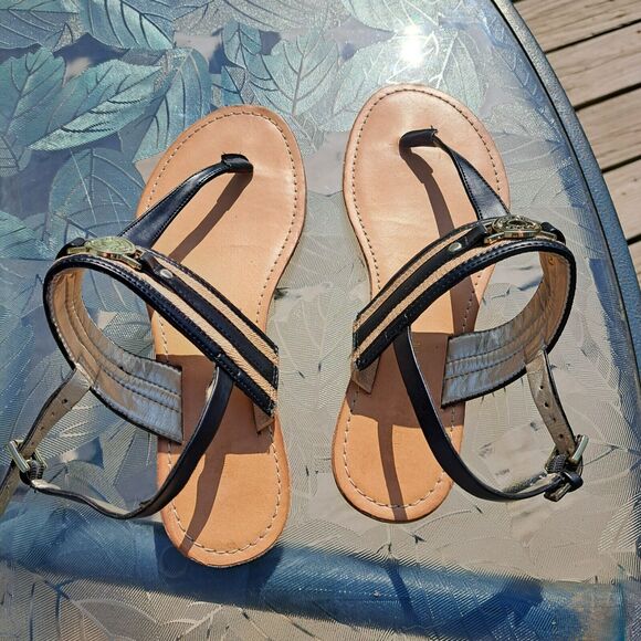 TOMMY HILFIGER THONG SANDALS WOMENS SIZE 8 M SLINGBACK FLATS MODERN Y2K CLASSY - Picture 2 of 7